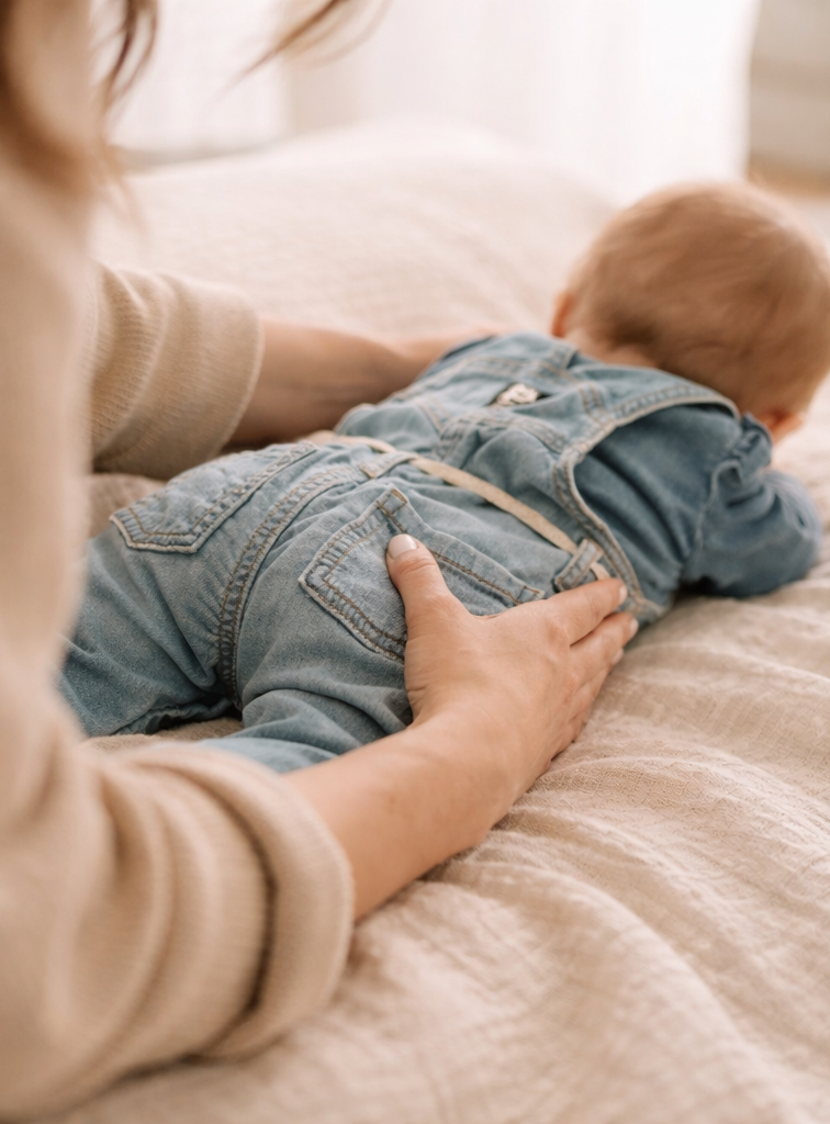 Sanfte Cranio-Arbeit mit Baby &ndash; Detailaufnahme